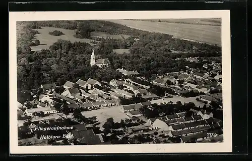 AK Halbturn, Fliegeraufnahme des Ortes mit Kirche