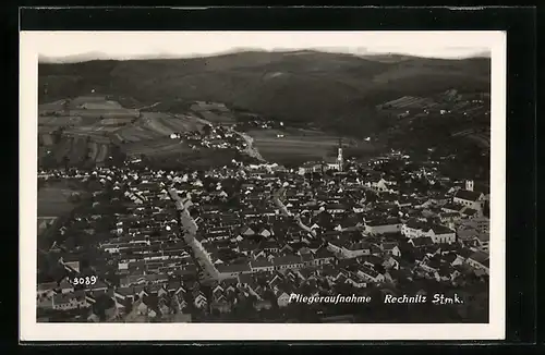 AK Rechnitz, Fliegeraufnahme des Ortes