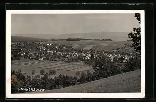AK Hannersdorf, Ortsansicht aus der Vogelschau