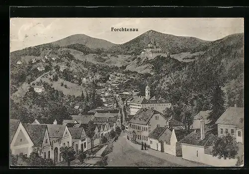 AK Forchtenau, Ortsansicht mit Schloss im Hintergrund