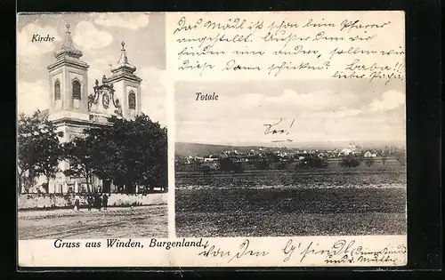 AK Winden, Blick auf Kirche, Ortsansicht