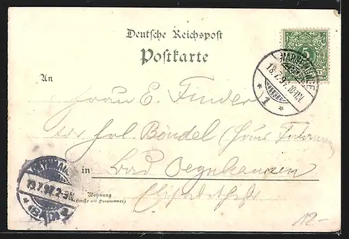 Lithographie Warnemünde, Gasthaus Schweizerhaus, Hafeneinfahrt mit Dampfer, Gasthaus Wilhelmshöhe