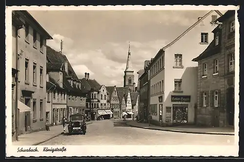 AK Schwabach, Königstrasse mit Geschäften