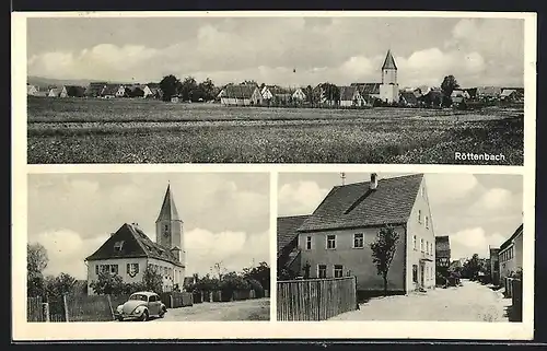 AK Röttenbach, Gesamtansicht, Strassenpartie, Kirche