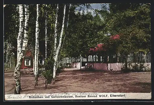 AK Eltersdorf, Birkenhain und Gartenrestaurant von Konrad Wolf