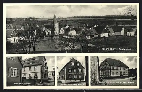 AK Taschendorf, Gasthaus Lindner, Gasthof F. Scharf, Gasthaus B. Schorr