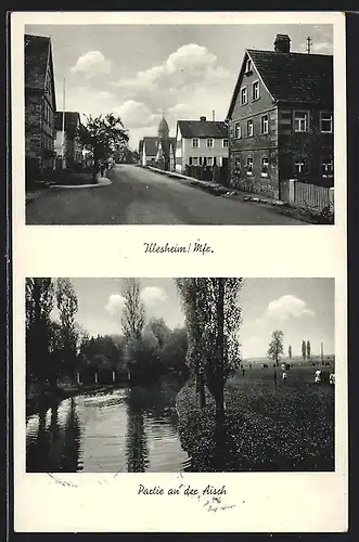 AK Illesheim /Mfr., Strassenpartie, Partie an der Aisch
