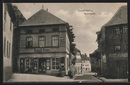 AK Gerolzhofen, Spitalstrasse, Geschäft August Krais