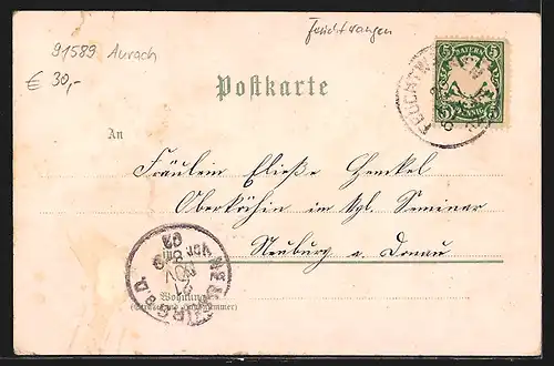 Lithographie Weinberg, Totalansicht mit Teich und Kirche