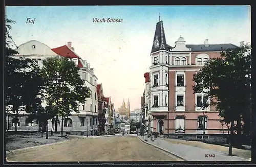 AK Hof / Saale, Wörth-Strasse mit Gasthaus