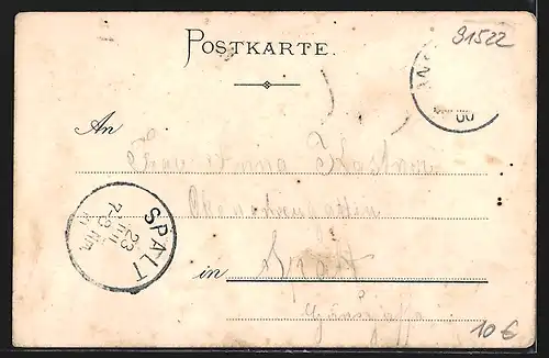 Lithographie Ansbach, Volksfest 1900, Ortsansicht, Germania