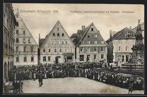 AK Schwabach, Städtischer Lebensmittelverkauf am Rathaus, Eierabgabe