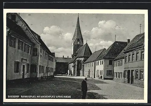 AK Baiersdorf, Rathausplatz mit Kirchenplatz und protestantischer Kirche