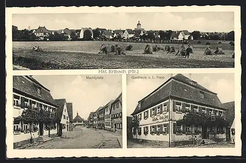 AK Markt Erlbach, Gasthaus v. L. Popp, Ortsansicht, Markt