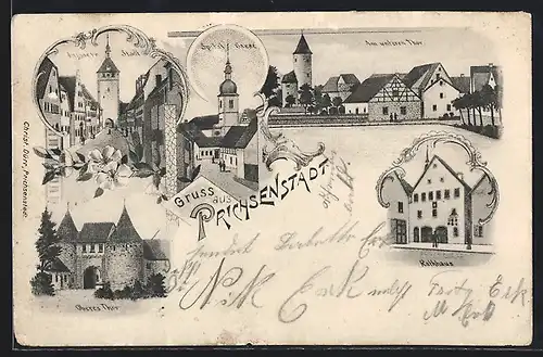 AK Prichsenstadt, Rathaus, Oberes Tor, Am unteren Tor