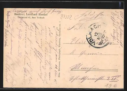 AK Escherndorf, Gasthaus zum Engel, Kirche und Schule, Totalansicht