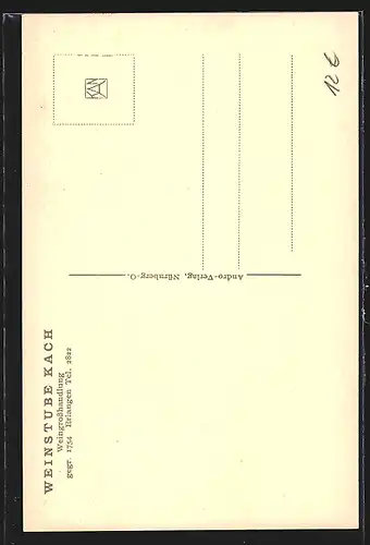 AK Erlangen, Weinstube Kach mit Strassenpartie und Weinkeller