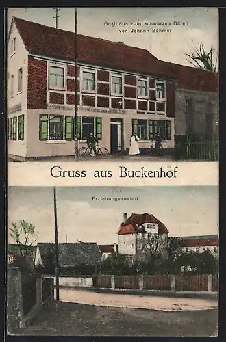 AK Buckenhof, Gasthaus zum schwarzen Bären von Johann Böhmer, Erziehungsanstalt