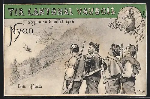 Künstler-AK Nyon, Tir Cantonal Vaudois 1906, Schweizer Schützen, Gemse