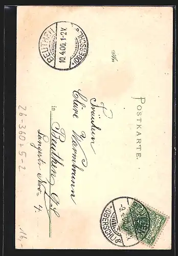 Künstler-Lithographie H. Fründt: Allegorie Dienstag, hübsche junge Frau, Jugendstil