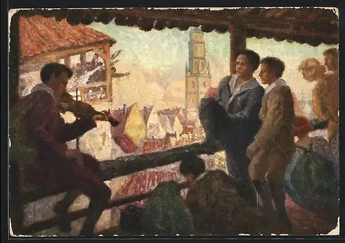 Künstler-AK Nördlingen, Zweites Jugendtreffen der Deutschen Turnerschaft 12. Kreis, Pfingsten 1925