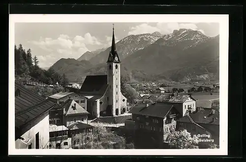 AK Golling, Teilansicht mit Kirche