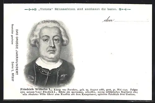 AK Friedrich Wilhelm I., König von Preussen