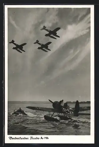 AK Wasserflugzeug Borderkunder Arado Ar 196, Postkuriosum 1978!