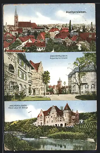 AK Aschersleben, Augustapromenade, Haus Lapp am Berge, Panorama