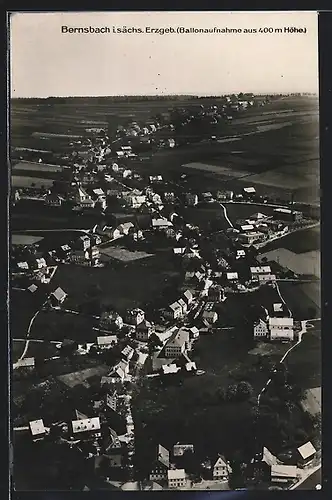 AK Bernsbach i. sächs. Erzgeb., Ballonaufnahme aus 400 m Höhe