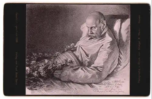 Fotografie Stengel & Markert, Dresden, Kaiser Wilhelm I. im Totenbett, Post Mortem