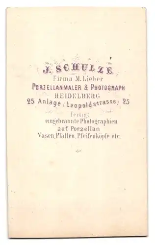 Fotografie J. Schulze, Heidelberg, junges Mädchen im karierten Kleid mit Brosche