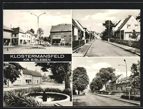 AK Klostermansfeld /Kr. Eisleben, Brunnen, Strassenpartien