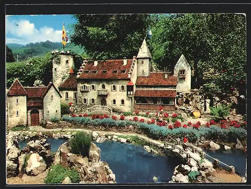 AK Simonswald im Schwarzwald, Cafe Märchengarten, Märchenschloss mit Schneewittchen und den sieben Zwergen