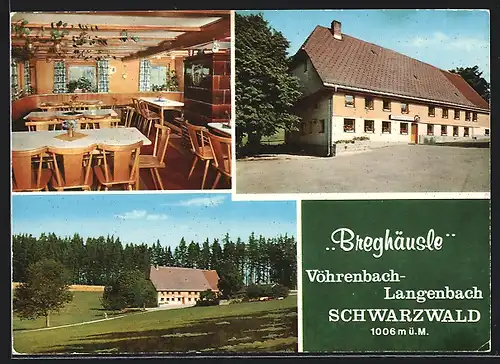 AK Vöhrenbach-Langenbach /Schwarzwald, Gasthaus Breghäusle, Innenansicht, Ortspartie