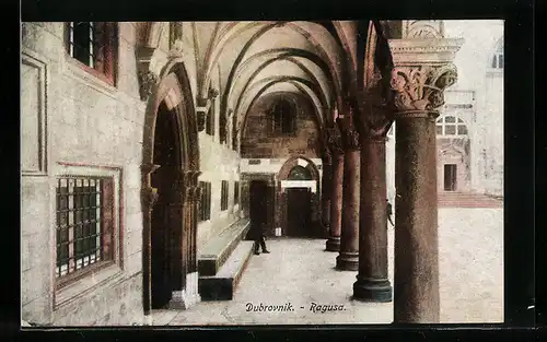 AK Dubrovnik, Säulengang mit Kreuzgewölbe