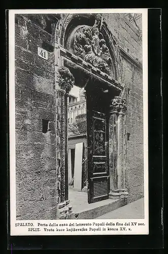 AK Split, Vrata kuce knjizevnika Papali iz konza XV. v.