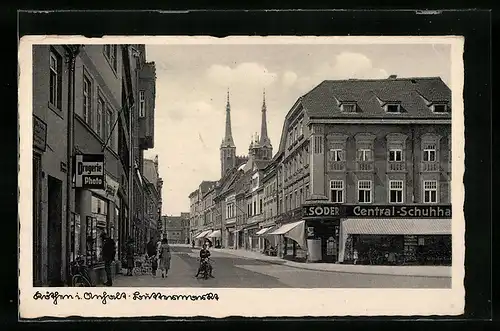 AK Köthen /Anhalt, Buttermarkt mit Central Schuhhaus Söder