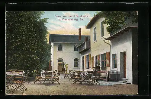 AK Frankenberg i. Sa., Gasthaus Lützelhöhe mit Gartenterrasse