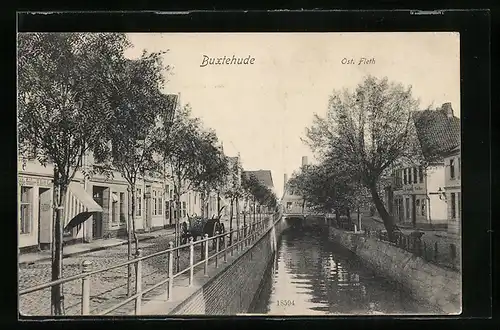 AK Buxtehude, Ortspartie mit Ost. Flethstrasse