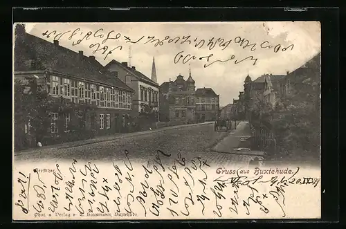 AK Buxtehude, Strassenpartie mit Kutsche, Geestthor