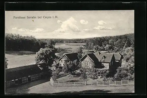 AK Carpin i. M., Forsthaus Serrahn aus der Vogelschau