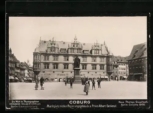 Foto-AK NPG Nr.: Coburg, Marktplatz mit dem Regierungsgebäude, Neue Photographische Gesellschaft