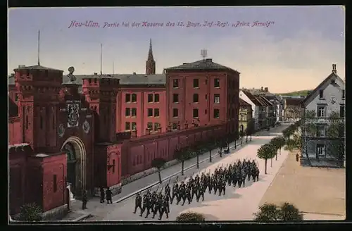 AK Neu-Ulm, Partie bei der Kaserne des 12. Bayr. Inf.-Regt. Prinz Arnulf