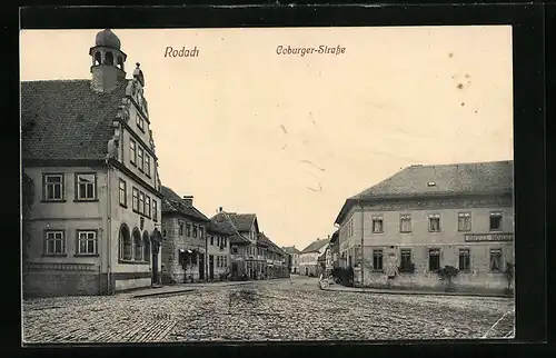 AK Rodach, Coburger-Strasse mit Hotel