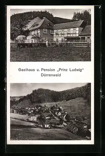 AK Dürrenwaid, Gasthaus und Pension Prinz Ludwig, Teilansicht