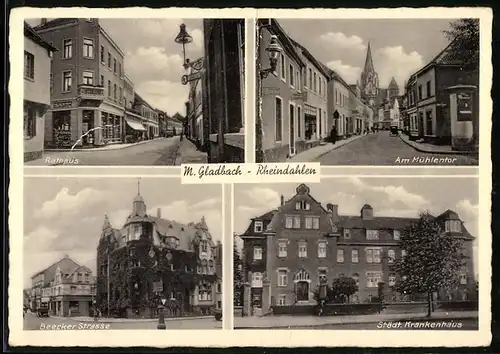 AK M. Gladbach-Rheindahlen, Rathaus, Am Mühlentor, Beecker Strasse