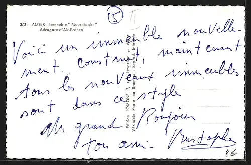AK Alger, Immeuble Mauretania, Aerogare d`Air-France