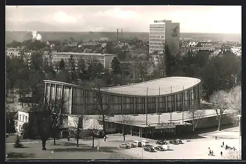 AK Karlsruhe, Schwarzwaldhalle mit Umgebung