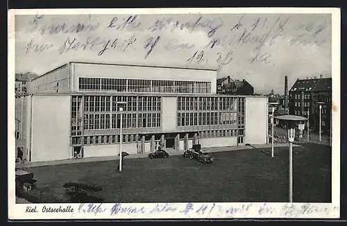 AK Kiel, Ansicht der Ostseehalle mit Vorplatz